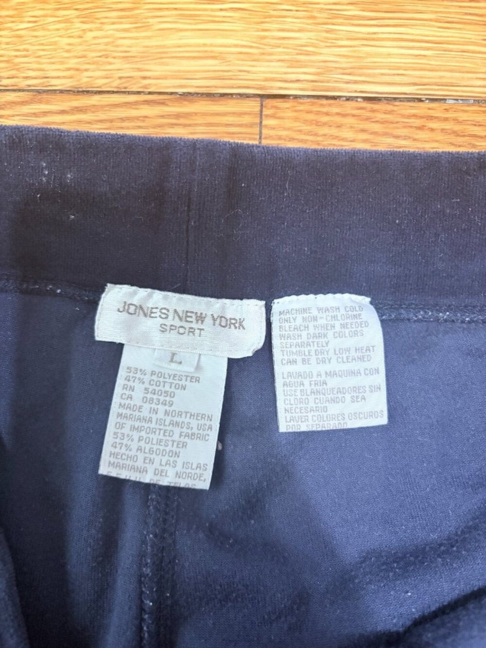 Jones New York Sport Womens Velour Pull On Pants Size Large Navy Blue Elastic - Picture 2 of 3